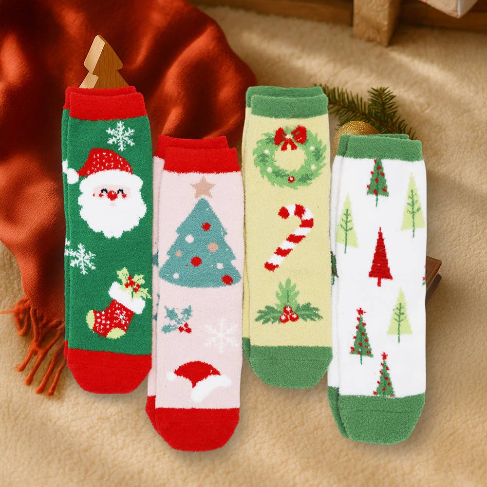 12PCS - Fuzzy Cozy Christmas Socks