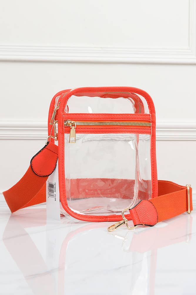 Clear PU Cross Body Mini Bag: Black