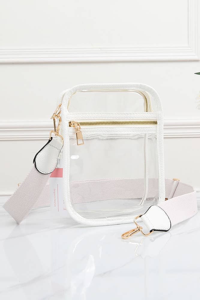 Clear PU Cross Body Mini Bag: Navy