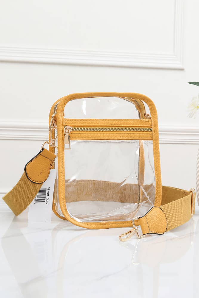 Clear PU Cross Body Mini Bag: Black