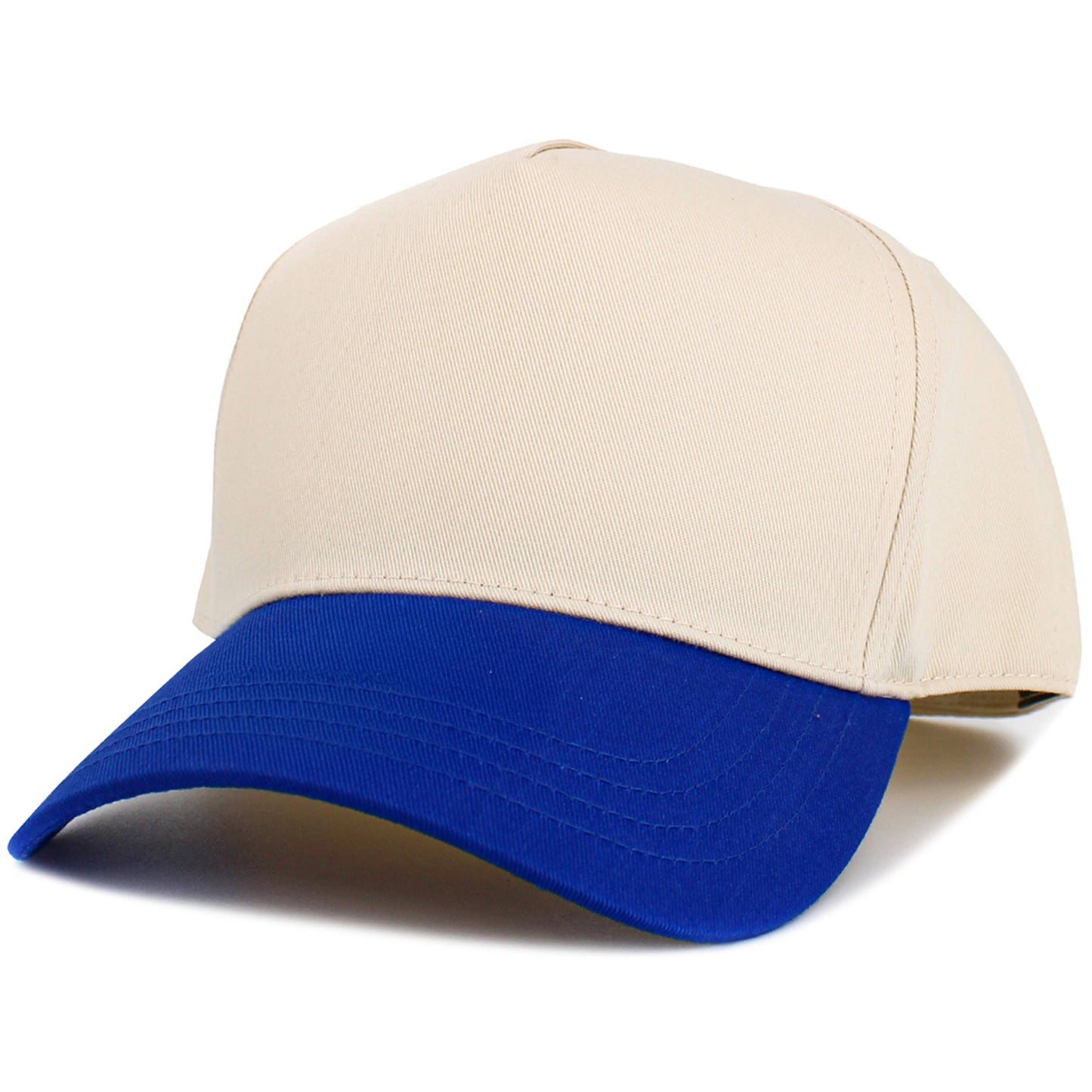 Five Panel Plain Snapback Baseball Cap: Natural/Red