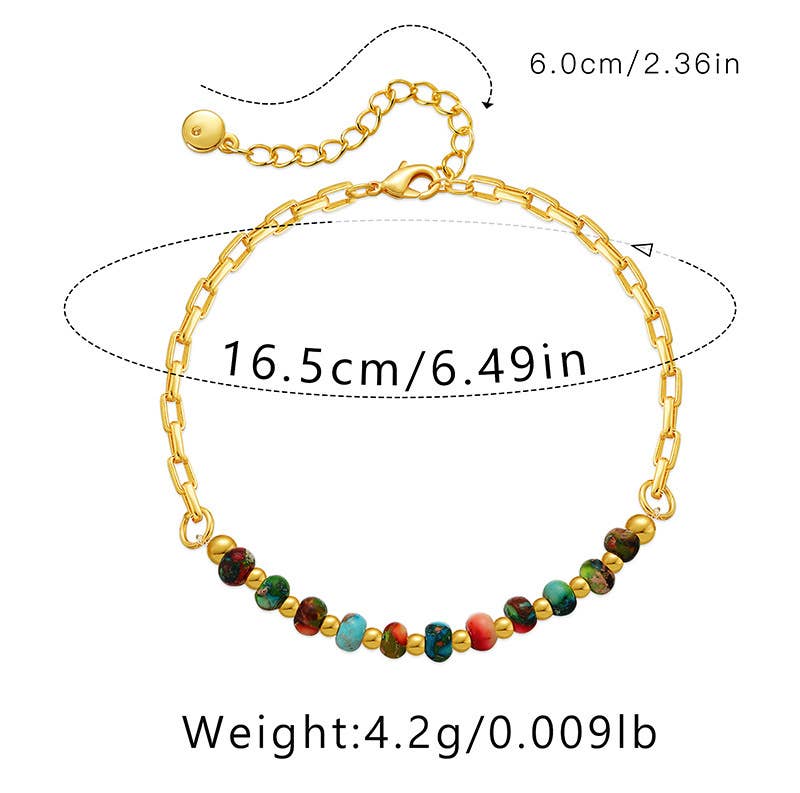 Colorful Beaded 18K Gold Plated Adjustable Bracelet