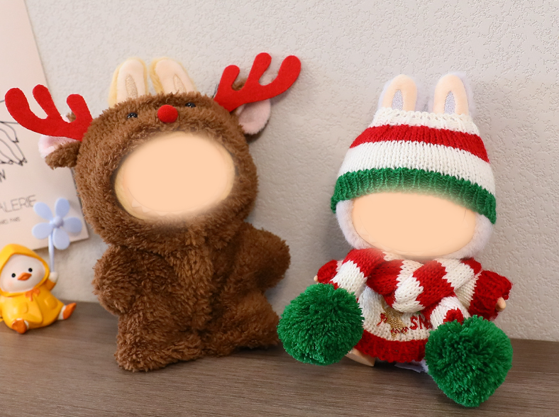 Labubu Christmas dress up dolls Xmas clothes: Moose jumpsuit