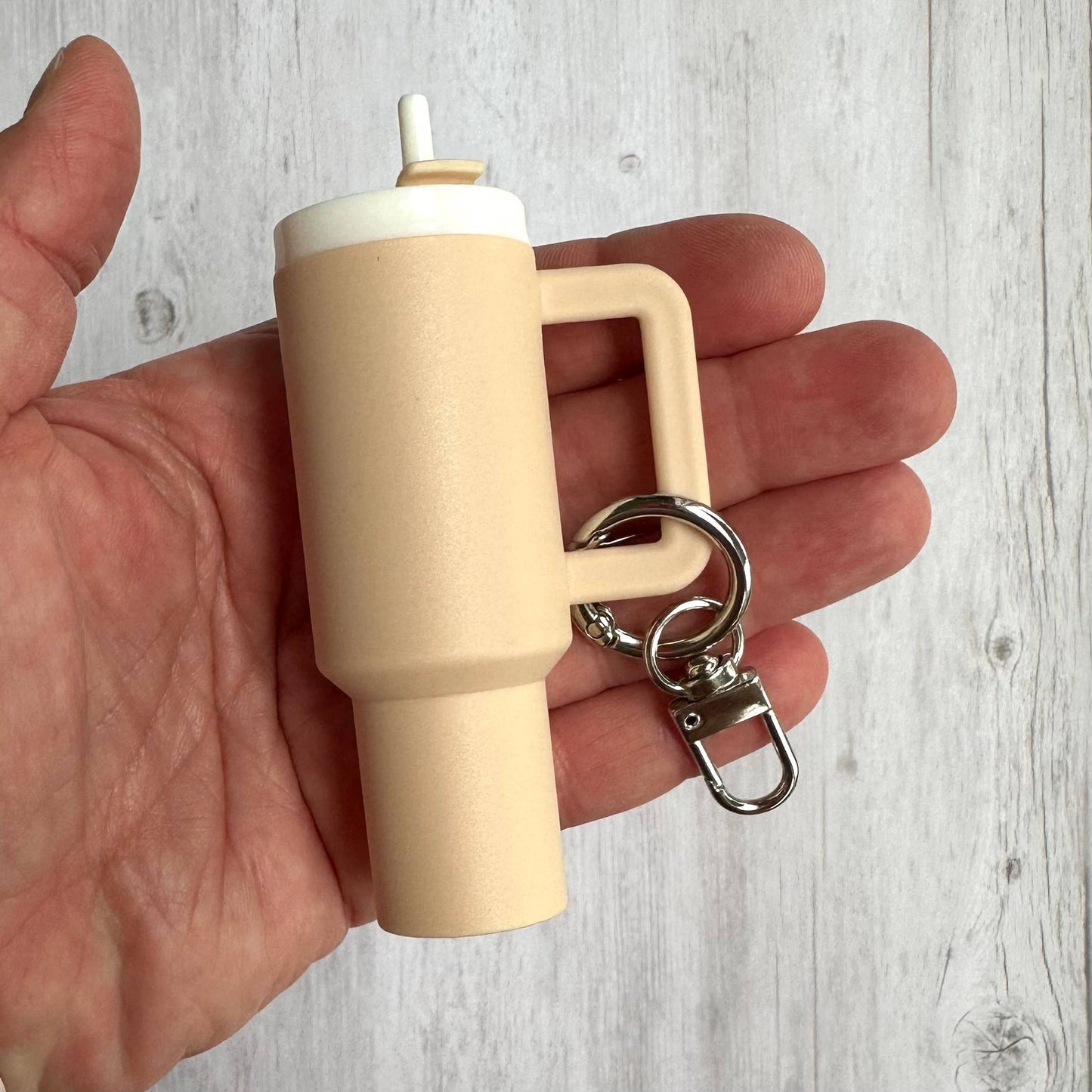 Mini Tumbler Keychain Carry Storage Container Cream