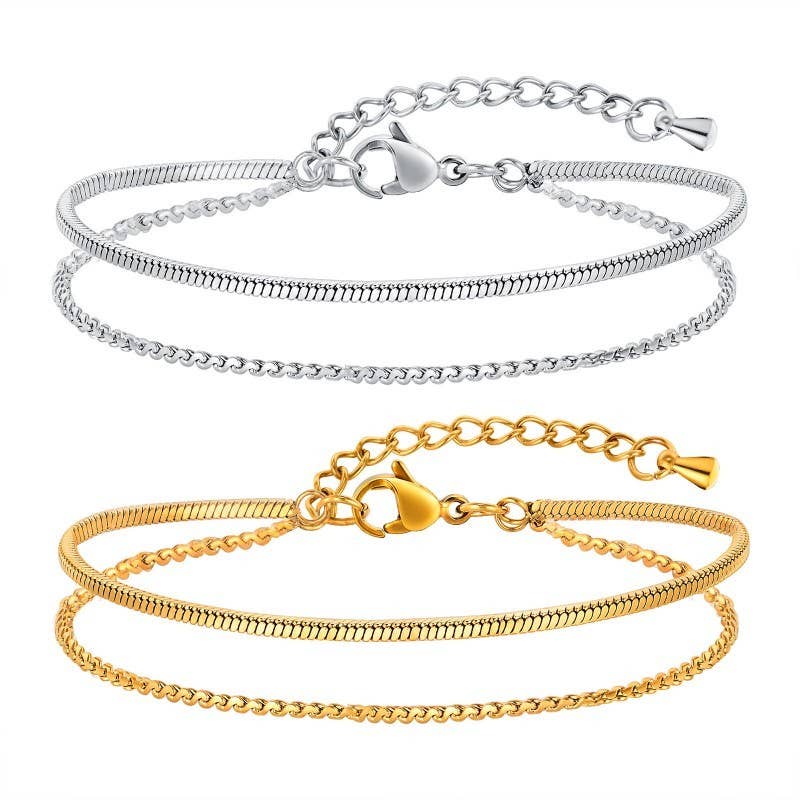 18K STAINLESS STEEL TARNISH FREE LAYERED BRACELET |  40B5145: GOLD