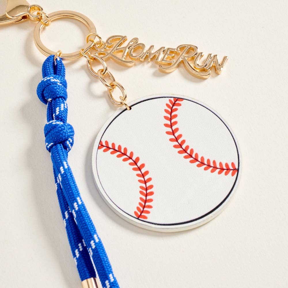7 Inch Leather Baseball Homerun Charm Keychain Bag Charm: Blue / ONE