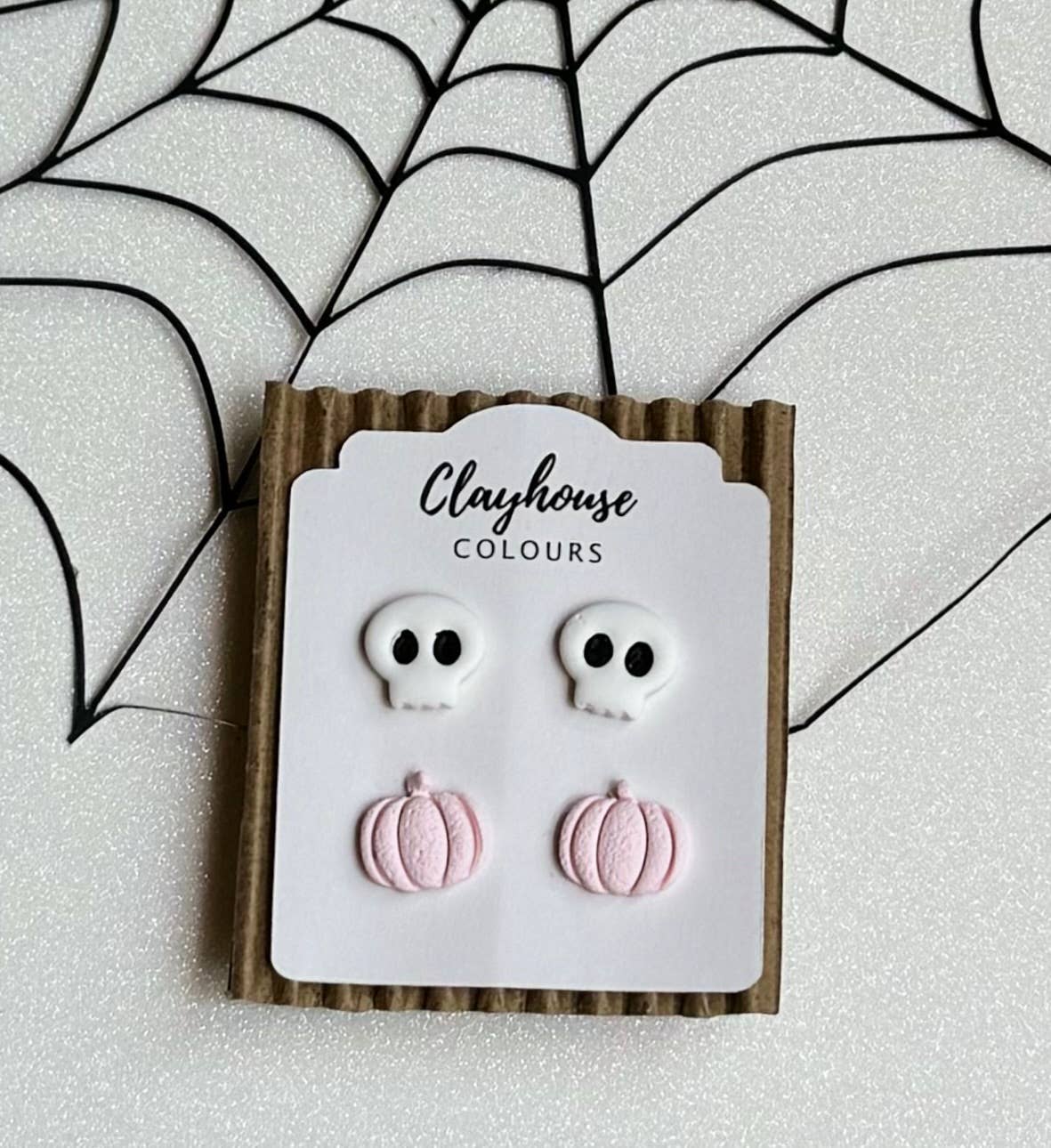 Pink Halloween Earrings : Candy Corn Studs