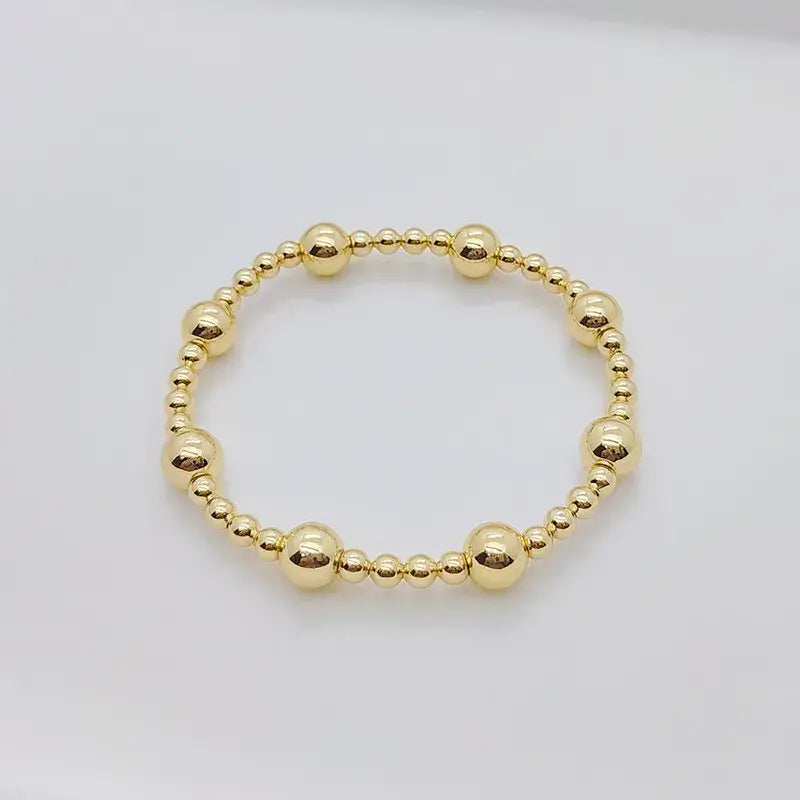 Gold Plated Geometric Classic Bracelets Stretch Elastic: Style C - 3 Balls Small