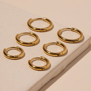 18K Gold Plated Stainless Steel Huggie Earrings: Small