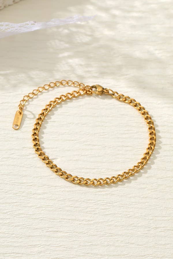 STAINLESS STEEL WATERPROOF TARNISH FREE BRACELET | 40B112: CURB