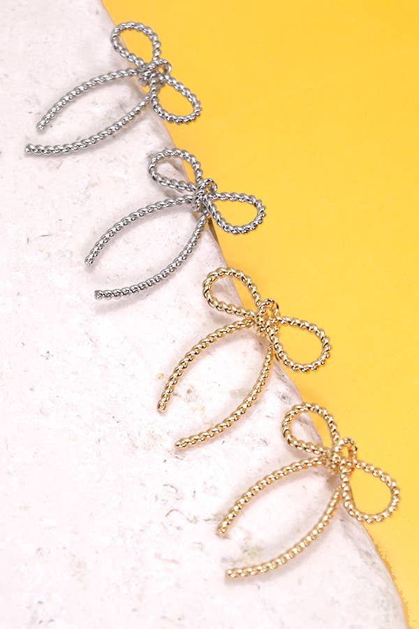 ROPE BOW DESIGN STUD EARRINGS | 10E3063007: GOLD