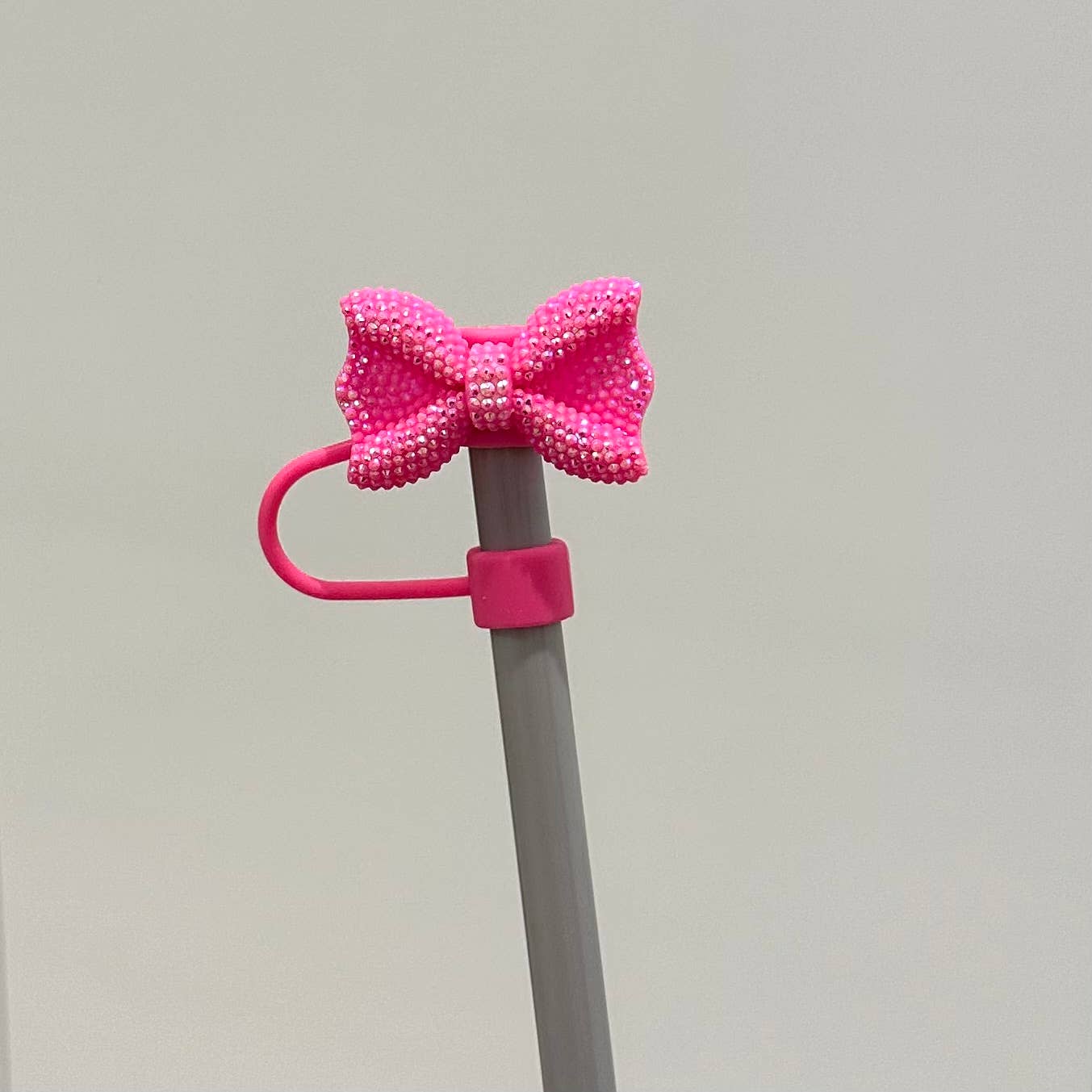 Straw Cover Acrylic Bow Coquette Hot Pink 10mm