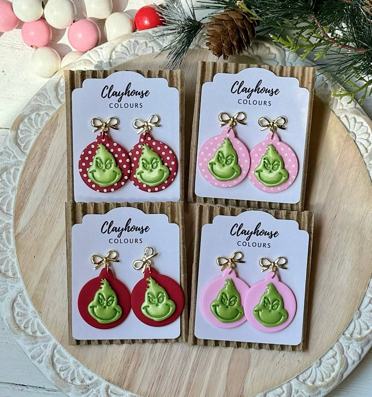 Christmas Earrings : Red Polka Dots