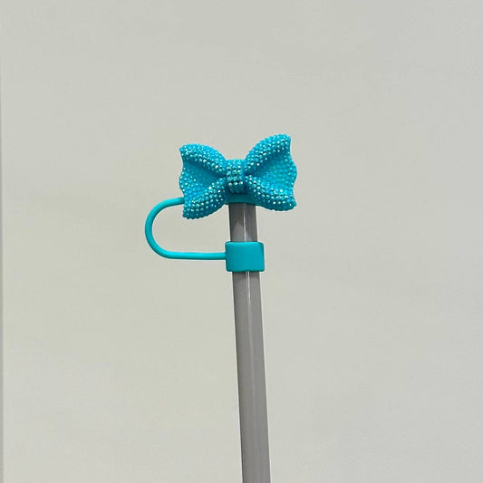 Straw Cover Acrylic Bow Coquette Blue 10mm