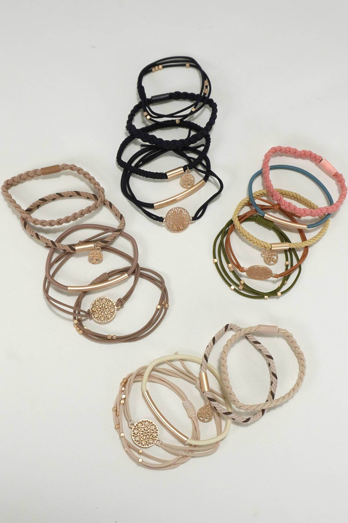 BOHO DUAL FUNCTION KNOT BRACELET HAIR TIES | 40BH100: Pink