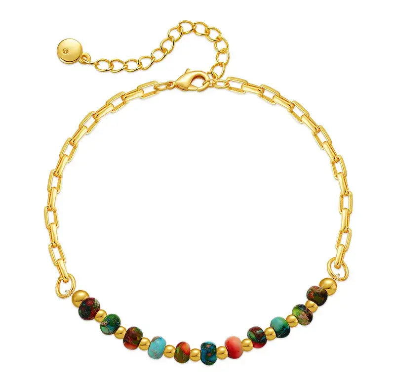 Colorful Beaded 18K Gold Plated Adjustable Bracelet