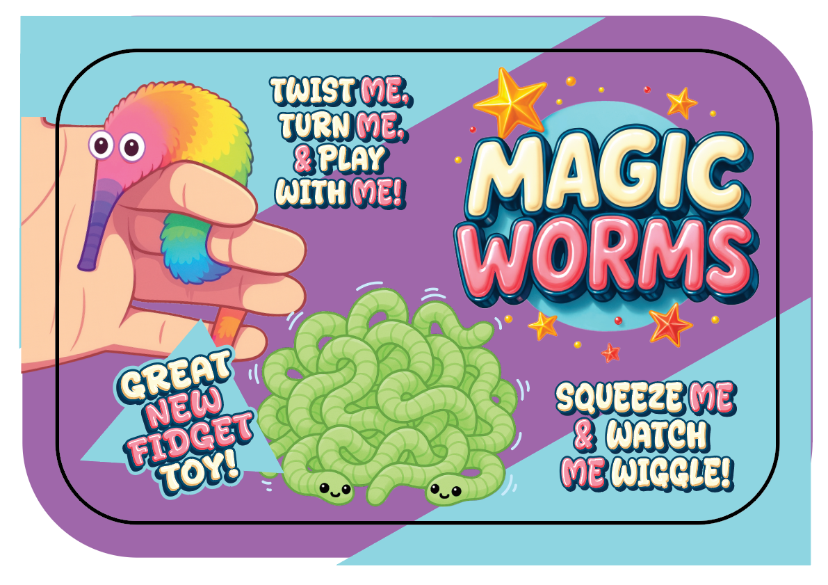 So Much Fun! Magic Worms Fidget Toy Assortment - 12/Display: Wholesale Price