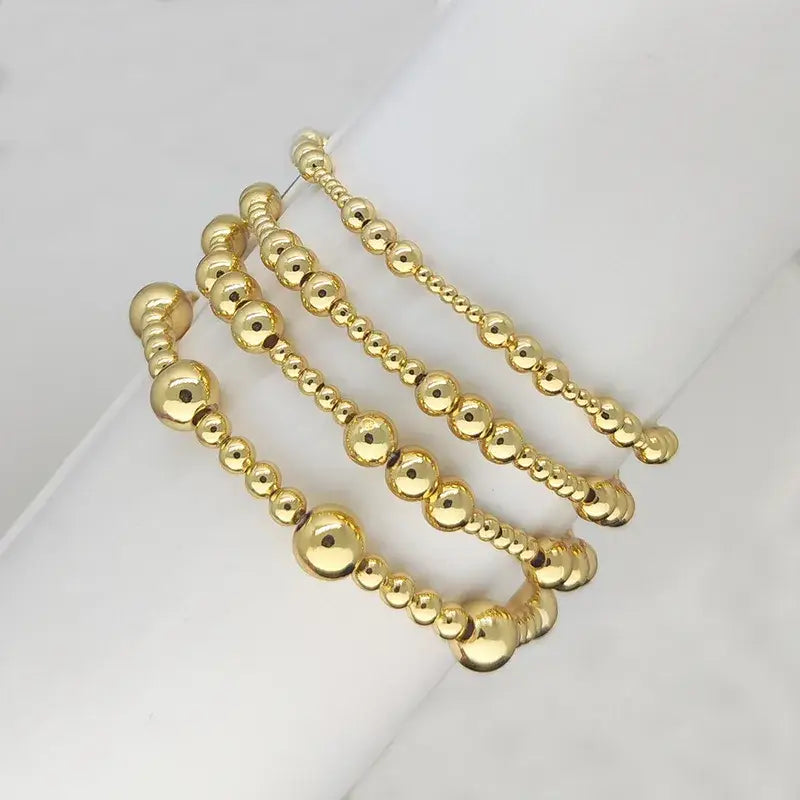 Gold Plated Geometric Classic Bracelets Stretch Elastic: Style C - 3 Balls Small