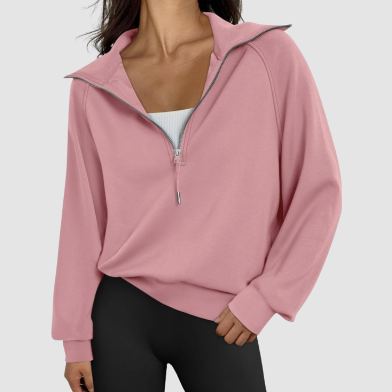 Wholesale Half-Zip Stand Collar Solid Color Sweatshirt: Navy / L