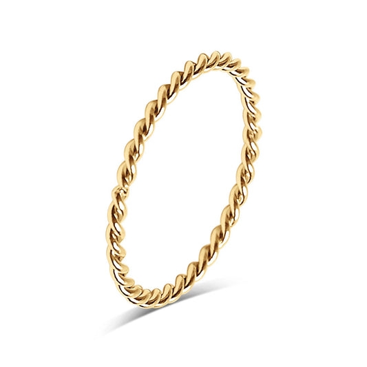 Stainless Steel Braided Stacking Ring - Hypoallergenic: Gold / 5