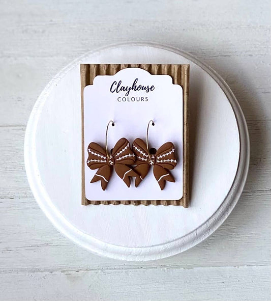 Sports Bow Hoops | Baseball Bows | Softball Bows : Gold Plated / Football