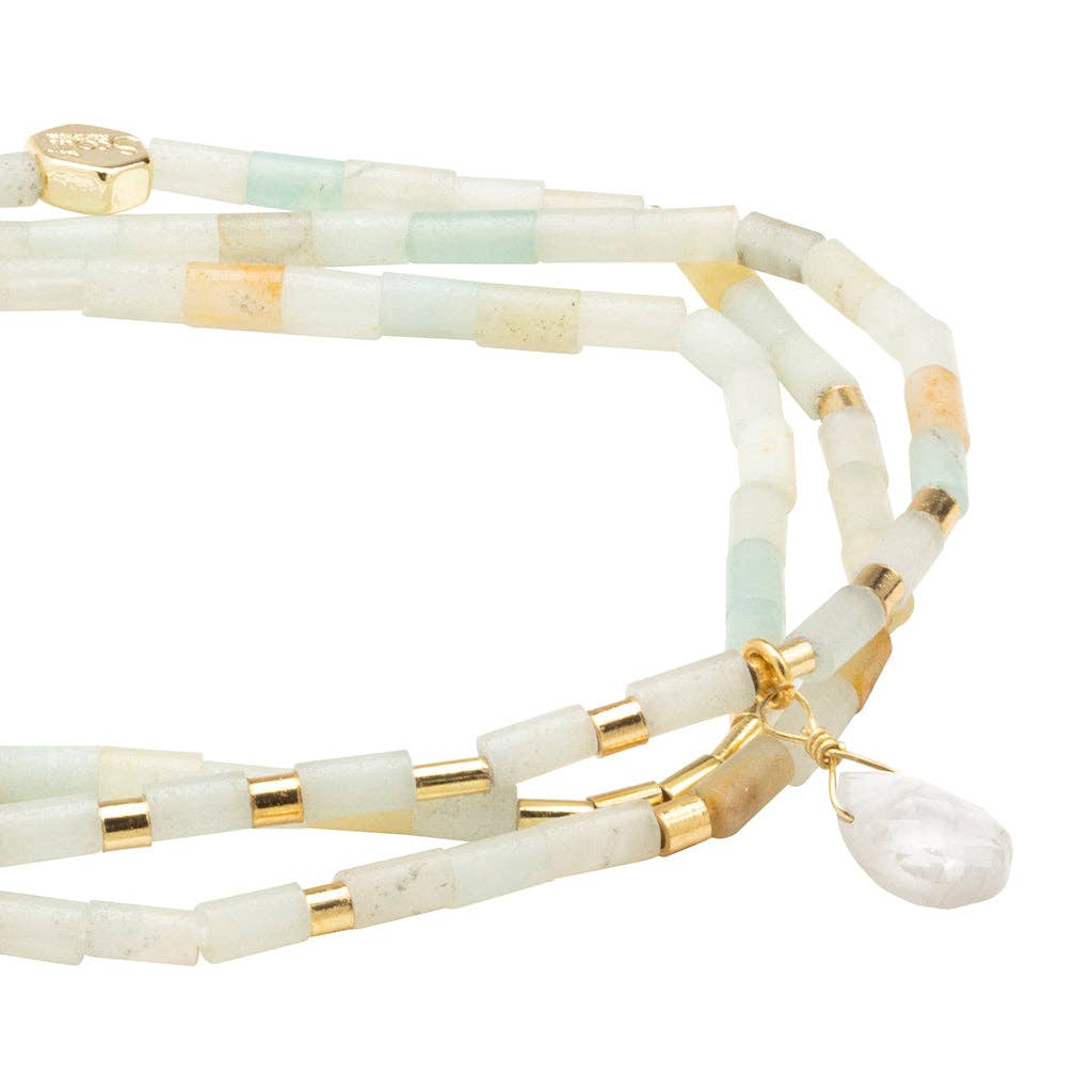 Teardrop Stone Wrap Amazonite/Howlite/Gold - Courage