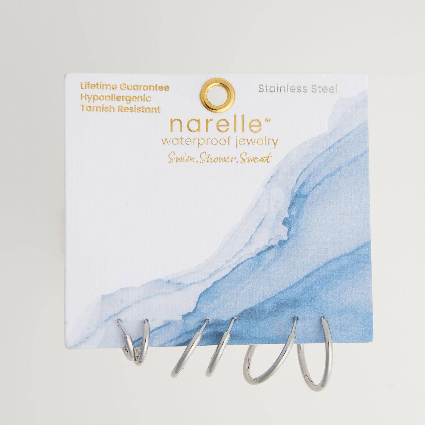 Narelle Waterproof Classic Hoop Earring Trio: Yellow Gold