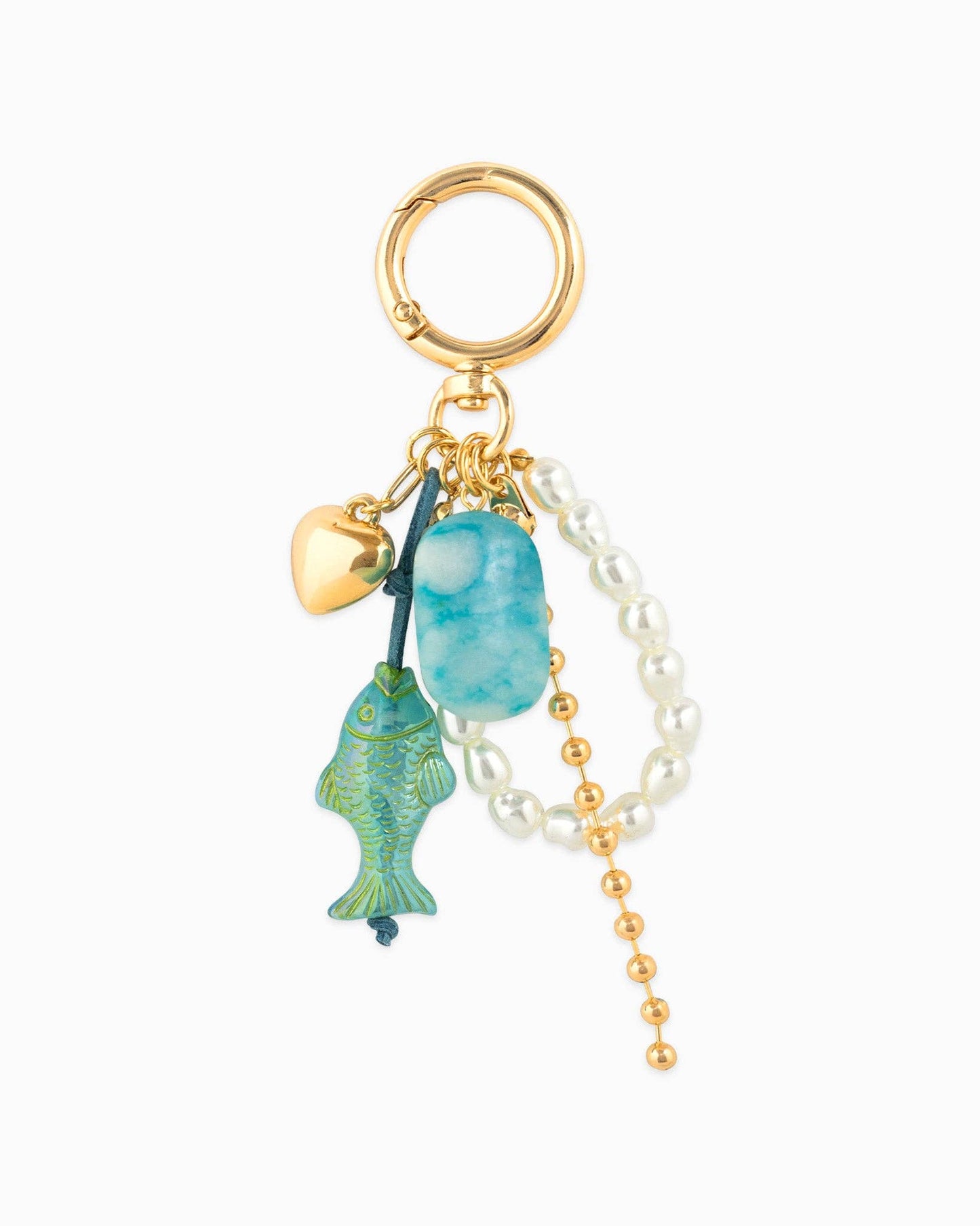 Iridescent Fish Pearl Loop Coastal Bag Charm: Ivory