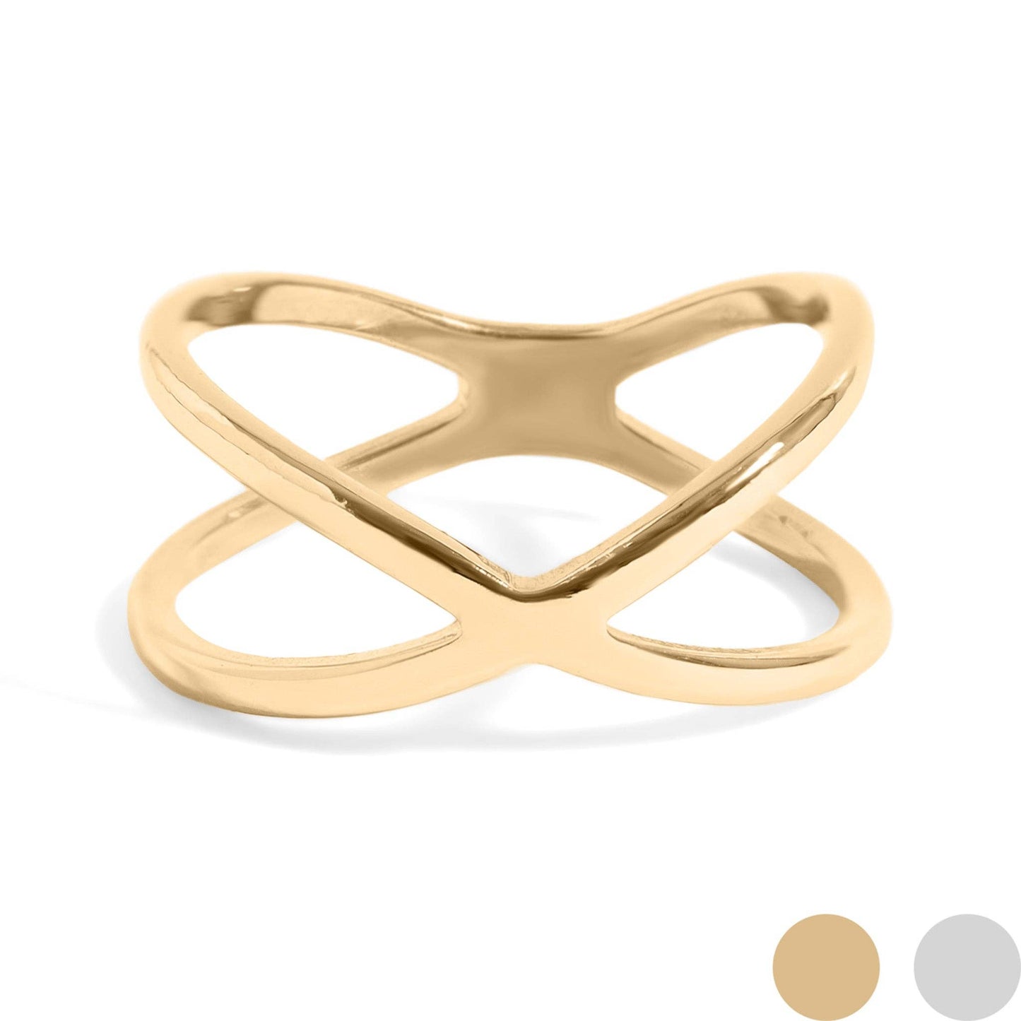 18K Gold PVD Stainless Steel Atomic X Geometric Ring: Gold / 5