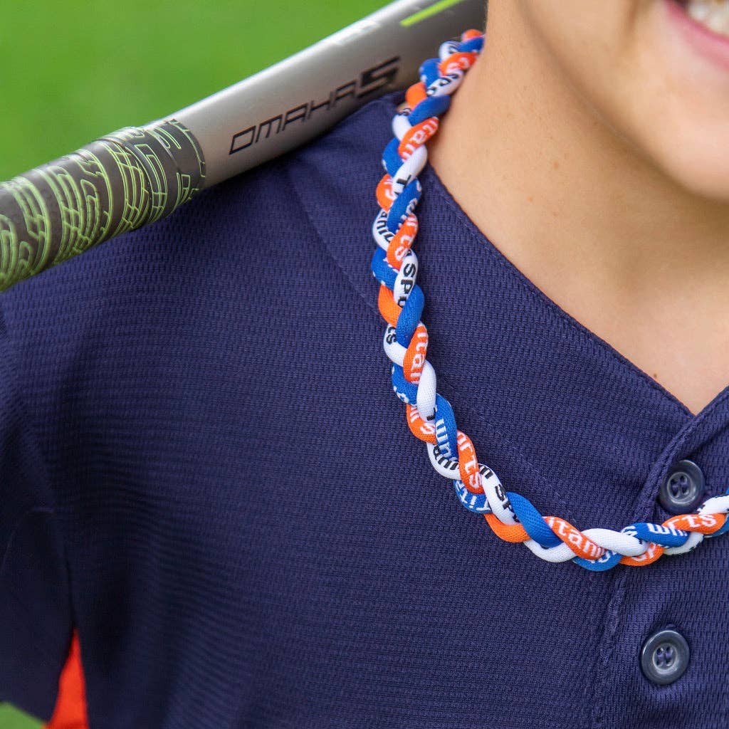 Braided Sports Necklace | Blue + Orange