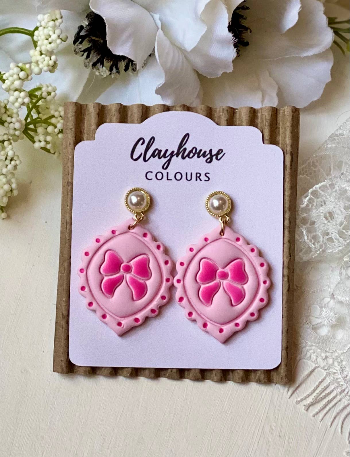 Bow Earrings : Hoop Light Pink