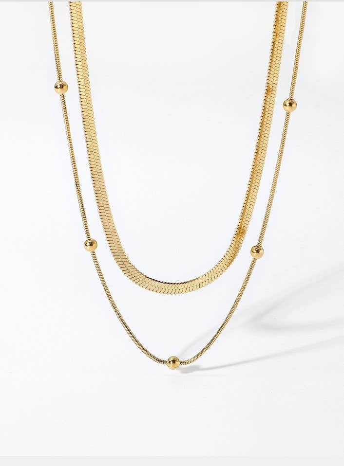 STAINLESS STEEL WATERPROOF TARNISH FREE NECKLACE | 40NK320: Gold