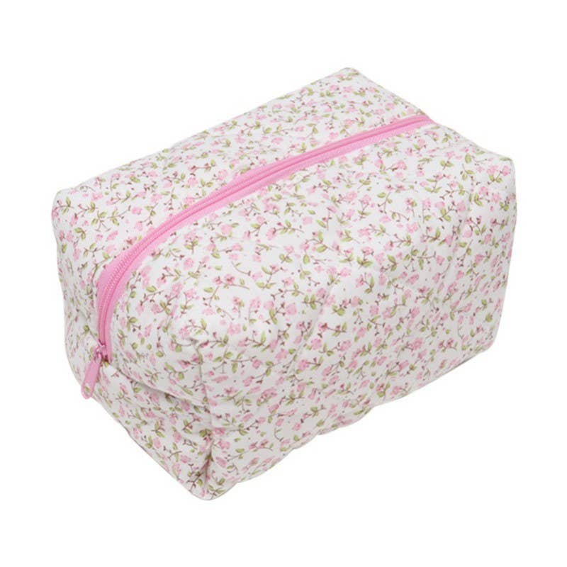 DITSY QUILTED COTTON FLORAL COSMETIC POUCH BAG | 40P557: Pink