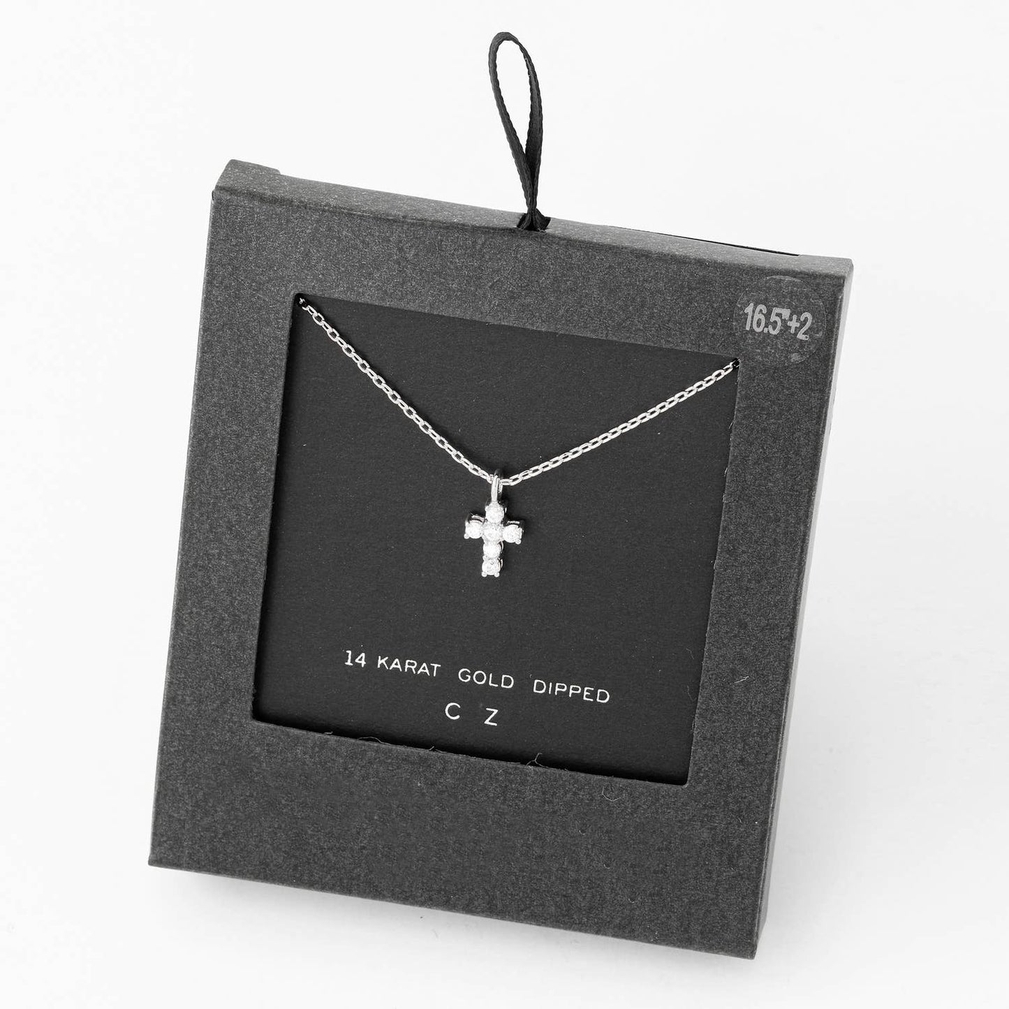 Secret Box Cz Mini Cross Charm Necklace: GD