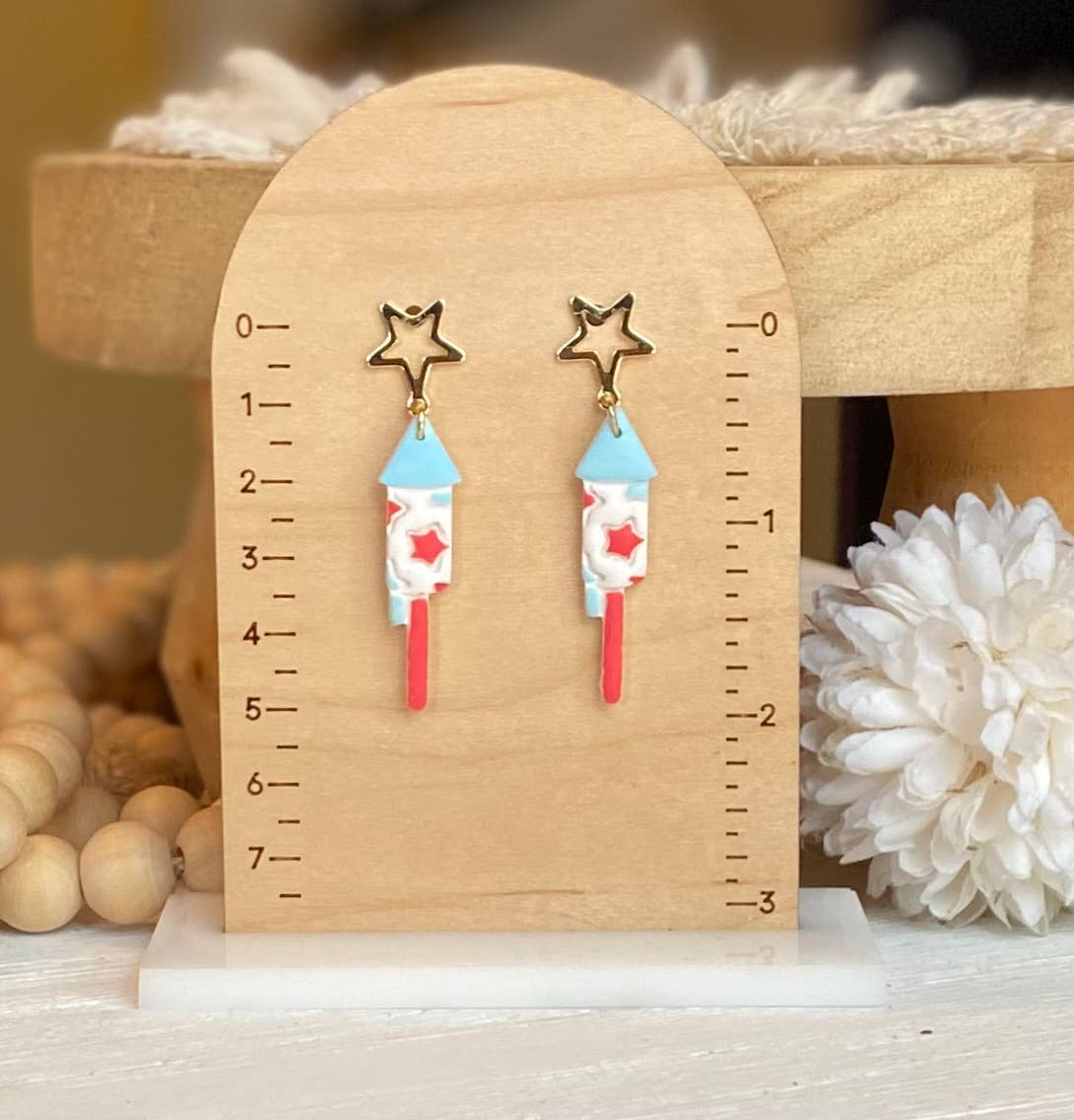 Fourth of July Handmade Earrings | Red White & Blue Earrings: Cowboy Boots