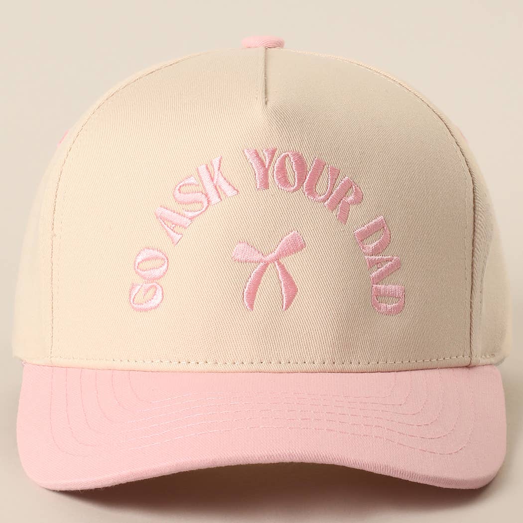 GO ASK YOUR DAD Embroidery Two-Tone Trucker Hat: DENIM / One Size
