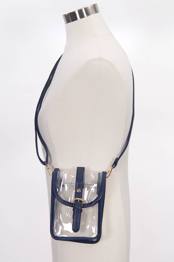 Clear Cross Body Stadium Concert Transparent Handbag: Navy