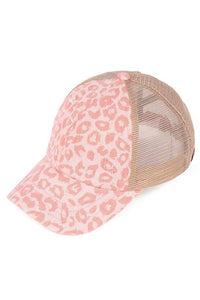 C.C Leopard Pattern Ponytail Baseball Cap: Gray