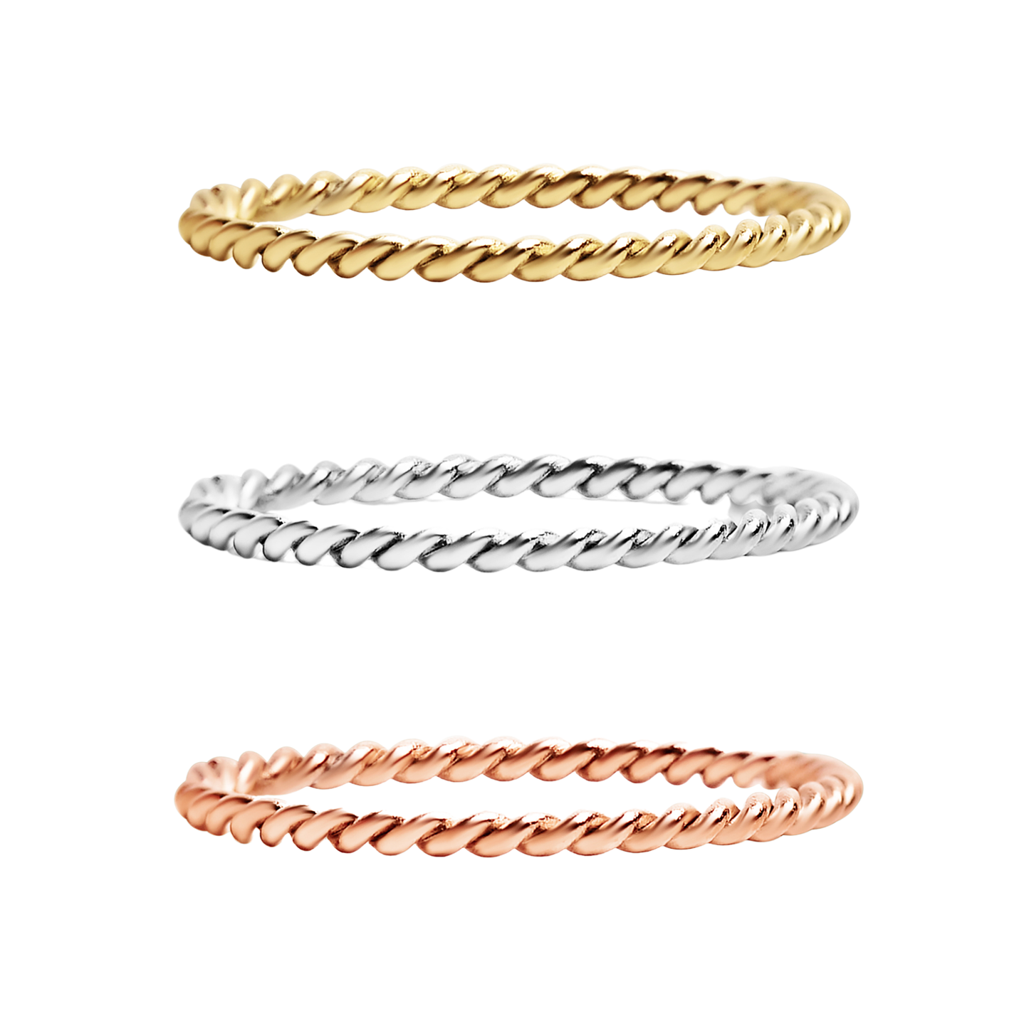 Stainless Steel Braided Stacking Ring - Hypoallergenic: Gold / 5