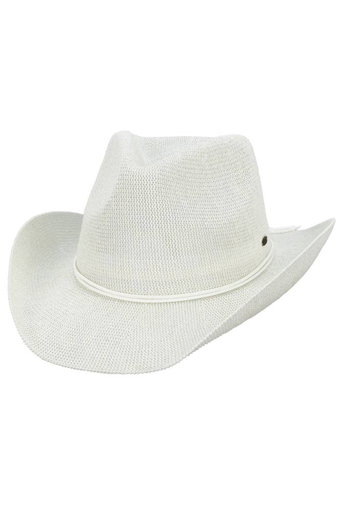 C.C Metallic Band Trim Cowboy Hat: Beige