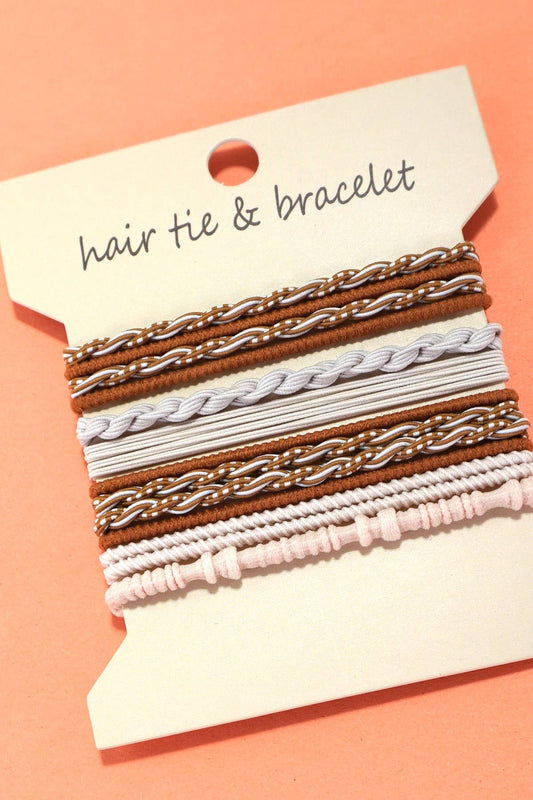 BOHO DUAL FUNCTION KNOT BRACELET HAIR TIES | 40BH103: Off White