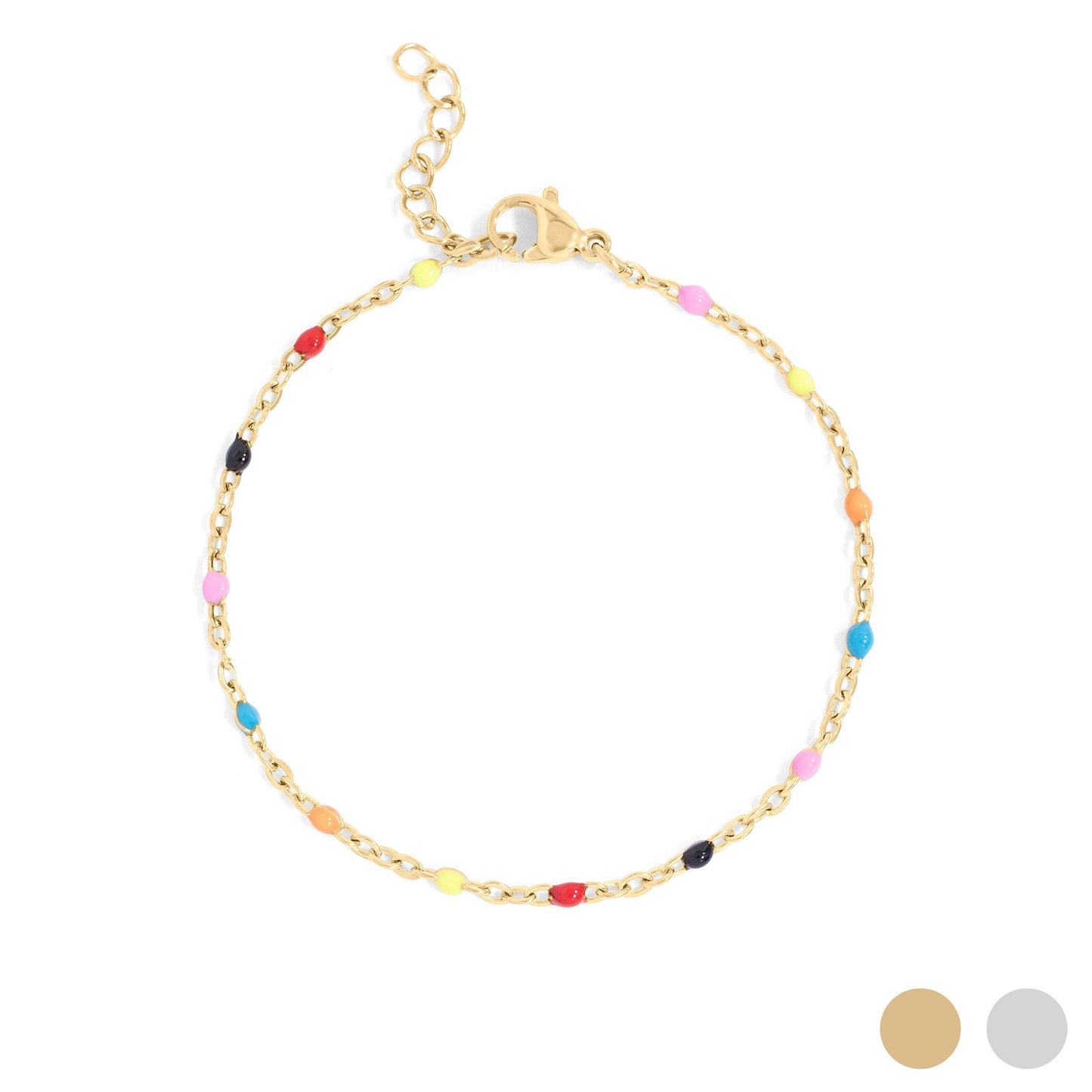 18K Gold PVD Stainless Steel Muti Color Confetti Bracelet: Gold