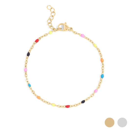 18K Gold PVD Stainless Steel Muti Color Confetti Bracelet: Gold