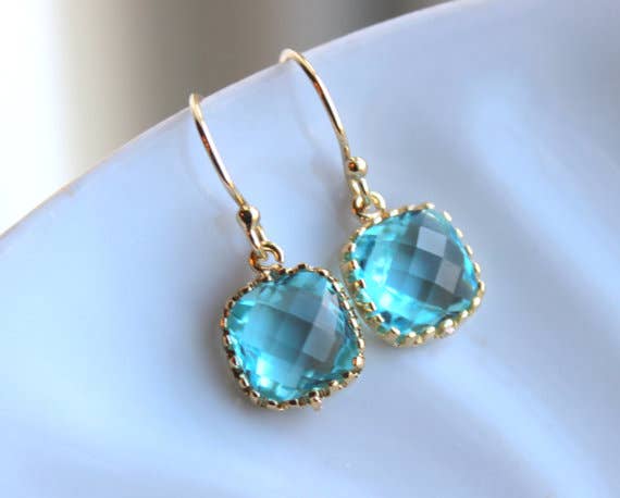 Aquamarine Topaz Blue Earrings