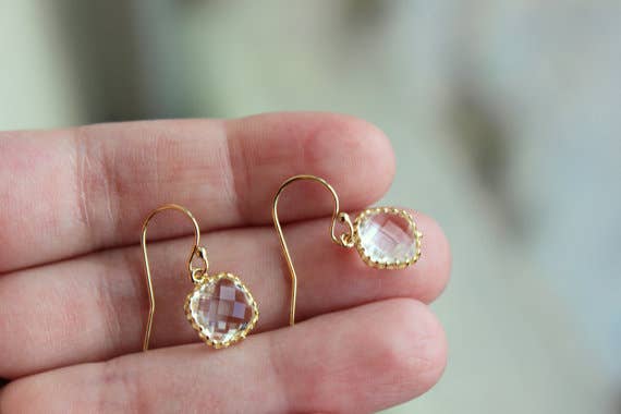 Dainty Small Gold Crystal Earrings