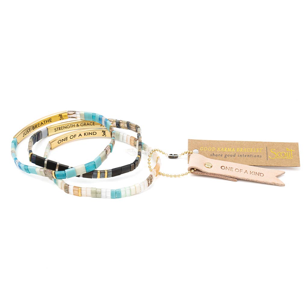 Good Karma Miyuki Bracelet | One Of A Kind - Mint/Peach/Gold