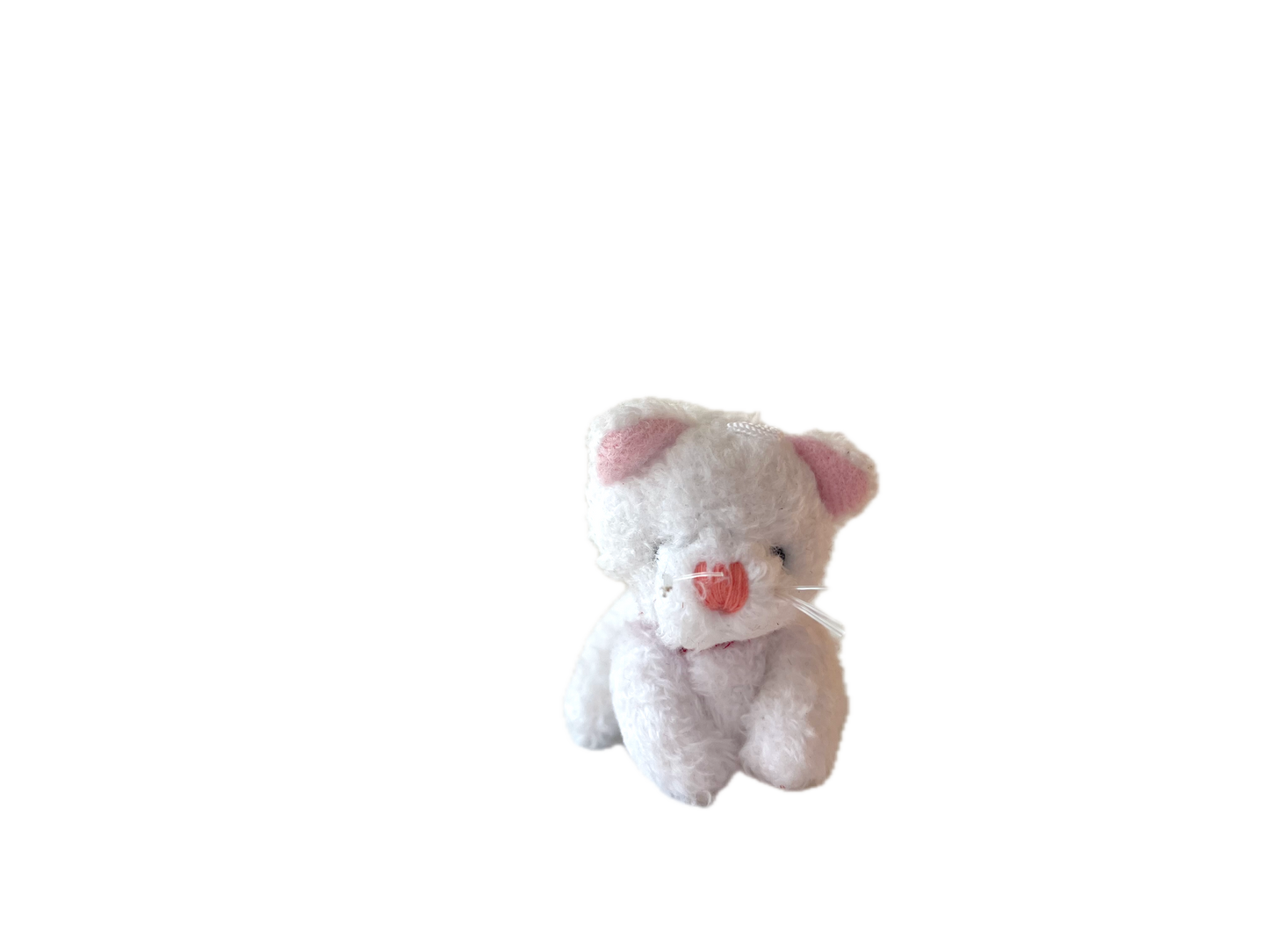 Small Plush Kitty Cat Christmas Ornament Bag Charm (white) 