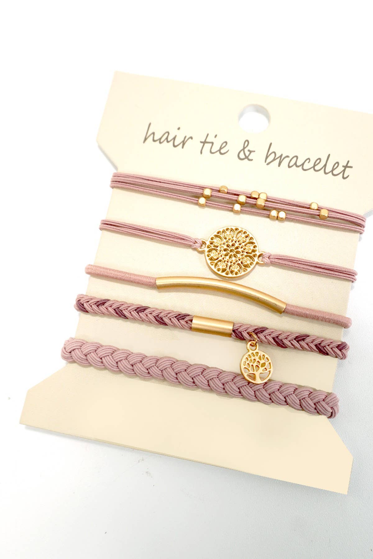BOHO DUAL FUNCTION KNOT BRACELET HAIR TIES | 40BH100: Pink