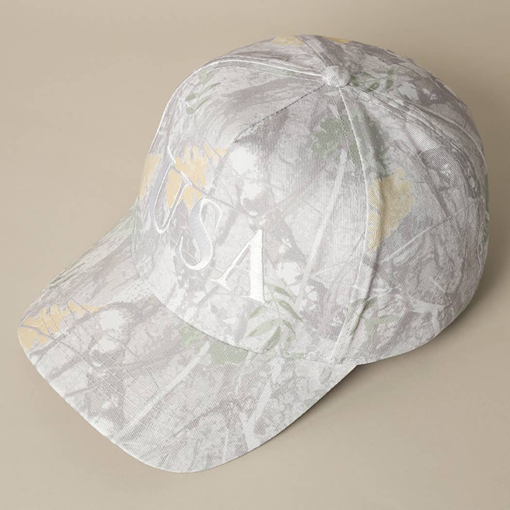 USA Letter Embroidery Camo Print Baseball Cap: BEIGE CAMO-BEIGE / ONE SIZE