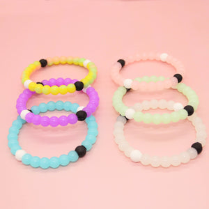 Beaded Glow In The Dark Bubble Bracelets - 6 Pack